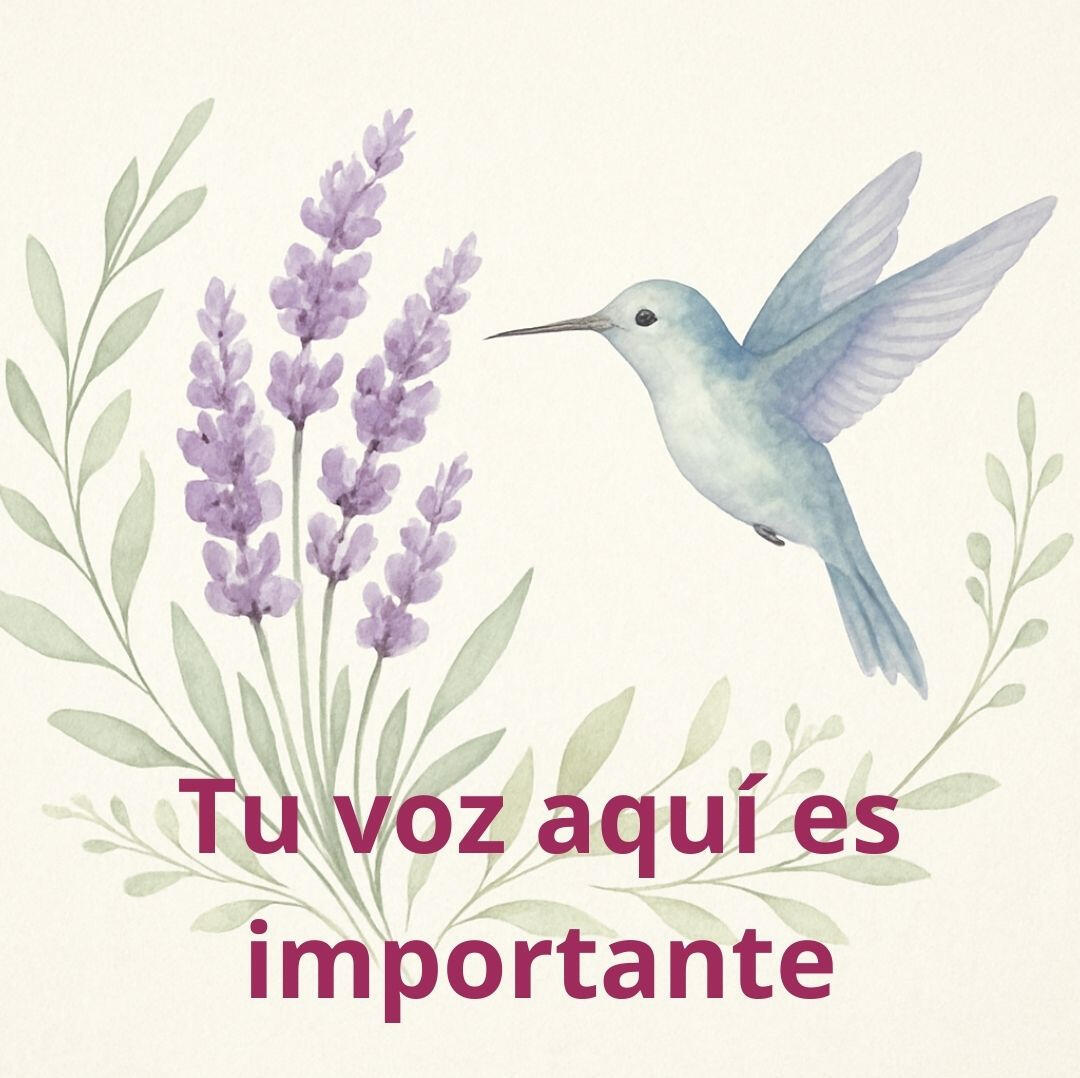 Cuencántame Colibrí libando en lavanda, y ramitas verdes