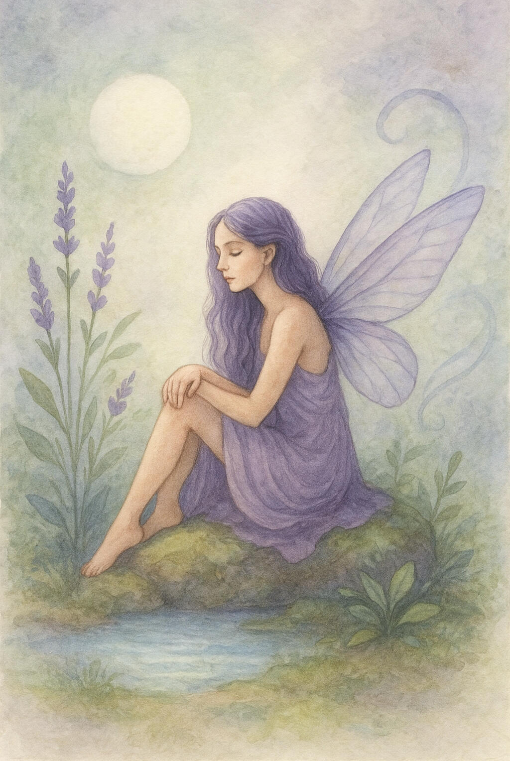 Sesión de Luz Un hada descansando en la orilla de un riachuelo